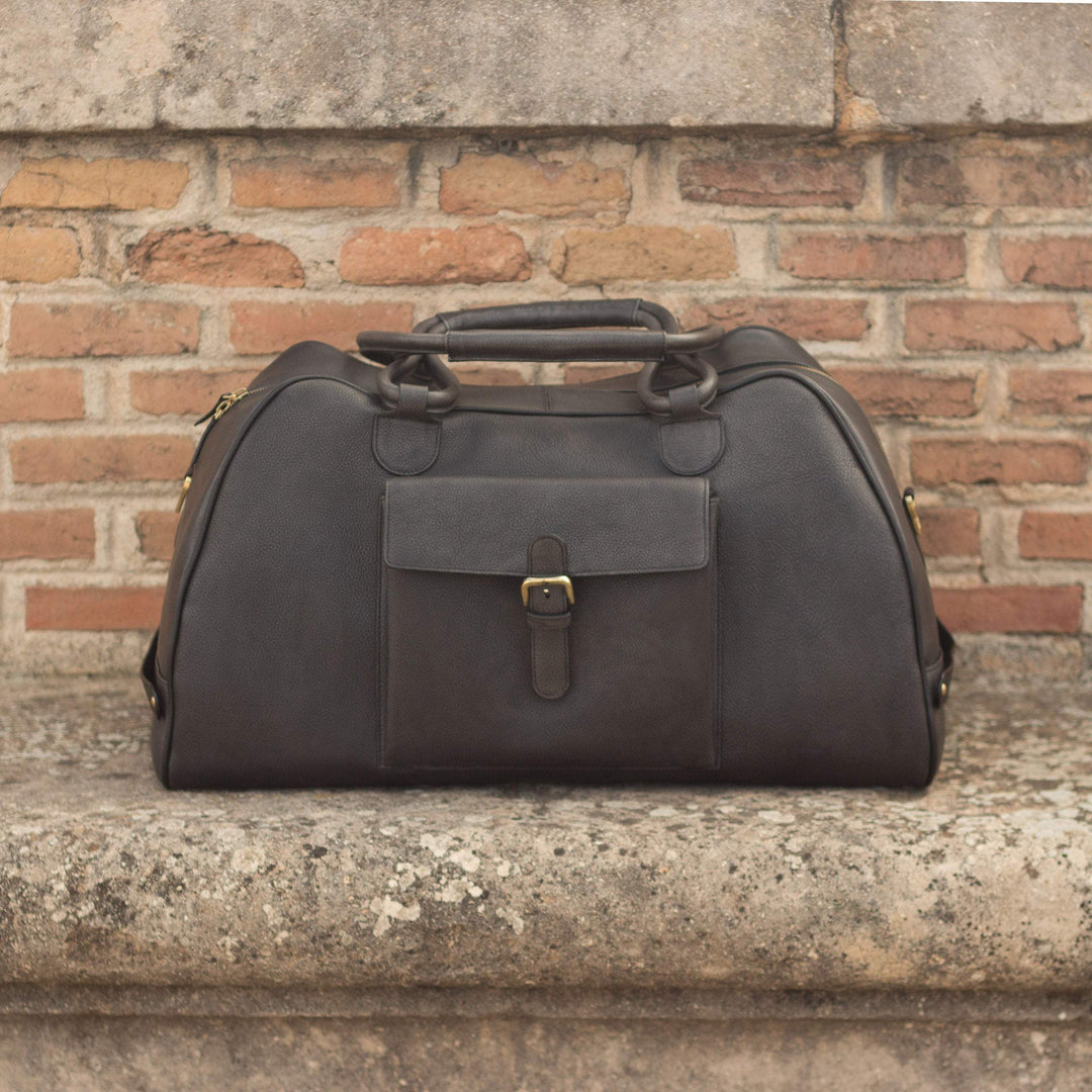Travel Sport Duffle Bag Leather Grey Black 3146 1- MERRIMIUM--GID-1939-3146