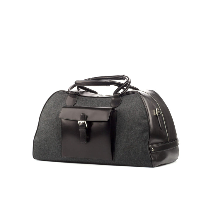 Travel Sport Duffle Bag Leather Grey Black 4320 3- MERRIMIUM