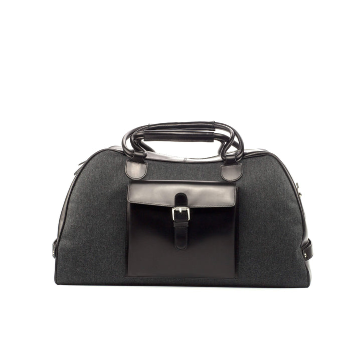 Travel Sport Duffle Bag Leather Grey Black 4320 2- MERRIMIUM