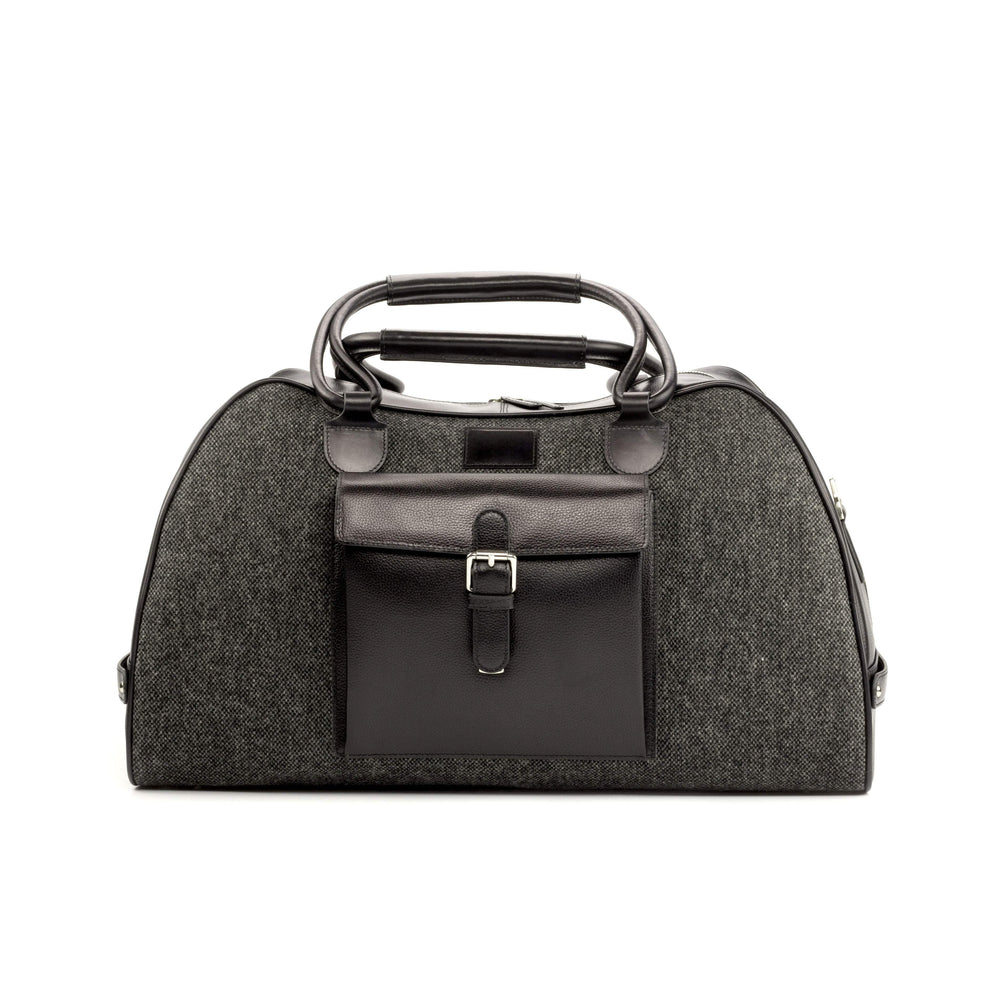 Travel Sport Duffle Bag Leather Grey Black 4907 2- MERRIMIUM