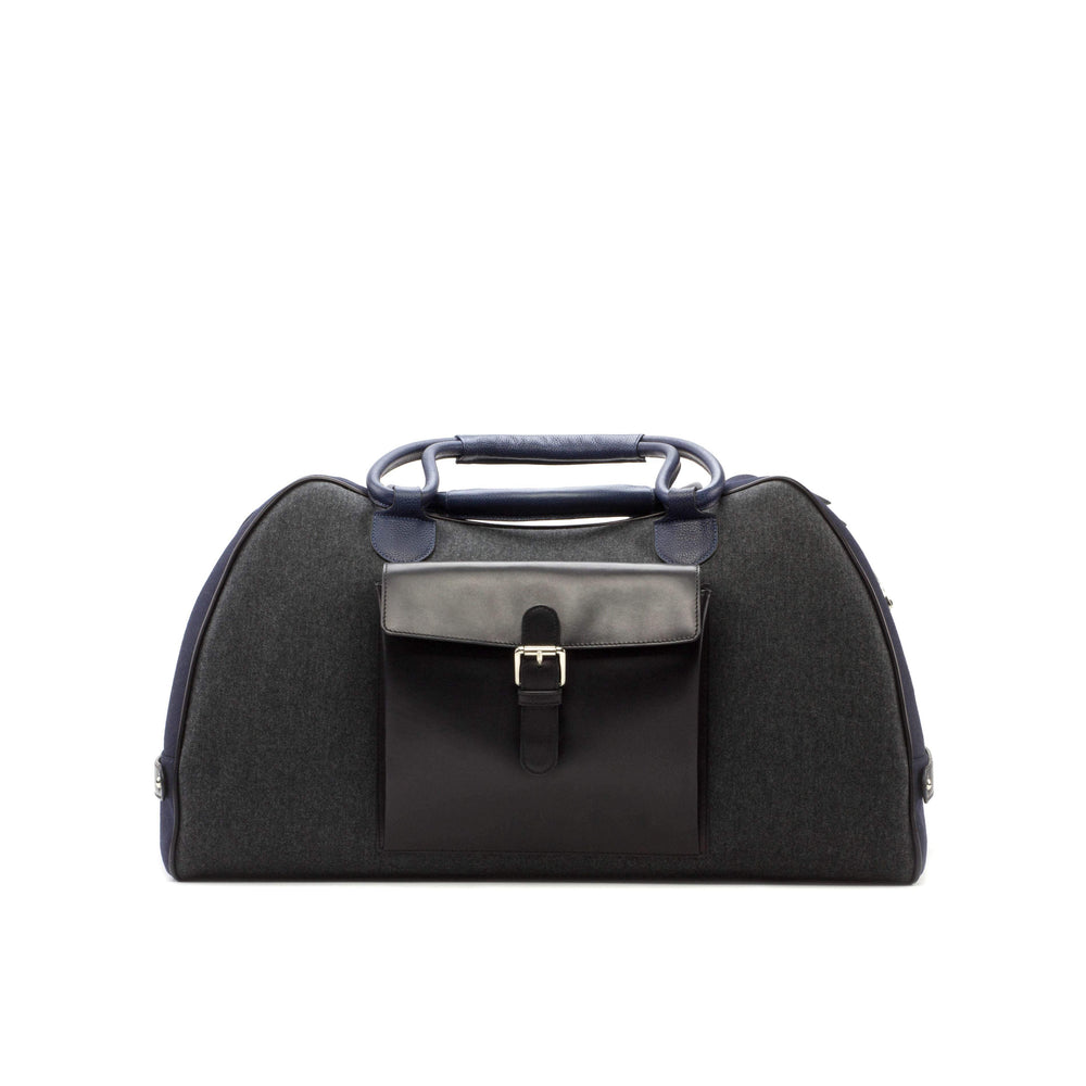 Travel Sport Duffle Bag Leather Grey Blue 3605 2- MERRIMIUM