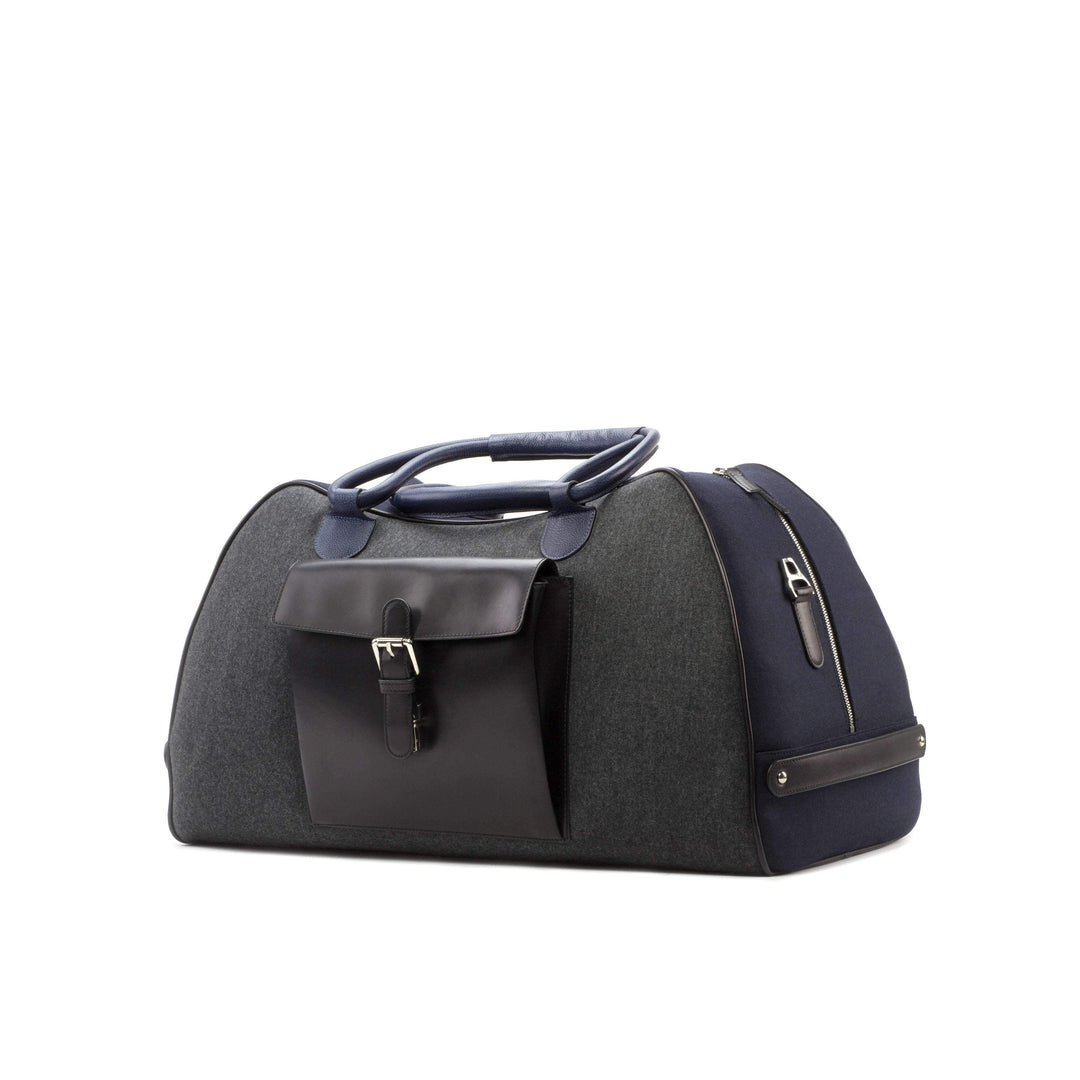 Travel Sport Duffle Bag Leather Grey Blue 3605 3- MERRIMIUM