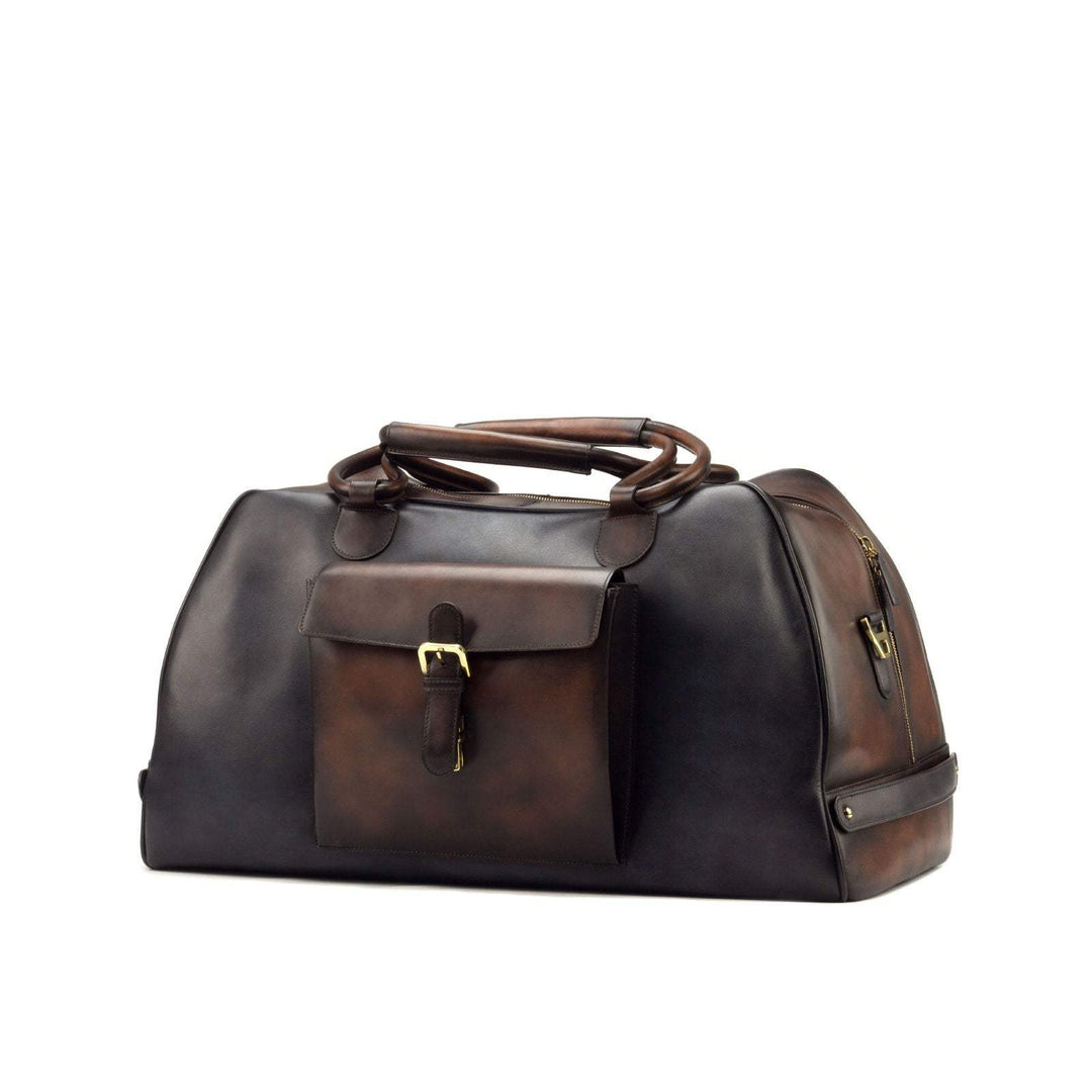 Travel Sport Duffle Bag Leather Grey Brown 2934 4- MERRIMIUM