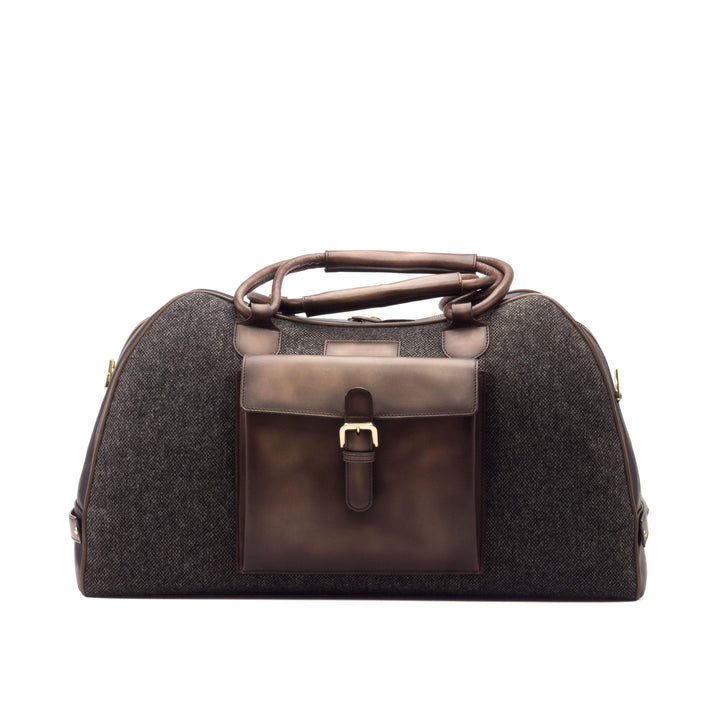 Travel Sport Duffle Bag Leather Grey Dark Brown 3152 3- MERRIMIUM