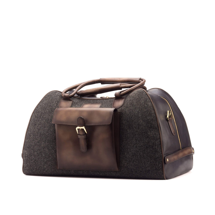 Travel Sport Duffle Bag Leather Grey Dark Brown 3152 4- MERRIMIUM