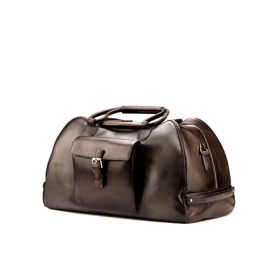 Travel Sport Duffle Bag Leather Grey Dark Brown 3513 3- MERRIMIUM