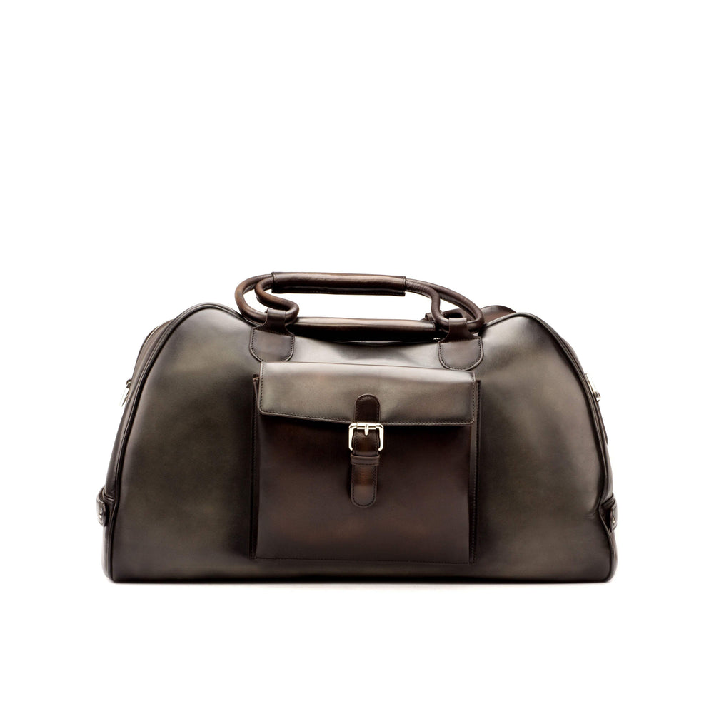 Travel Sport Duffle Bag Leather Grey Dark Brown 3513 2- MERRIMIUM