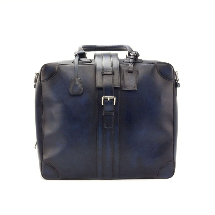 Travel Tote Bag Leather Blue 2921 3- MERRIMIUM