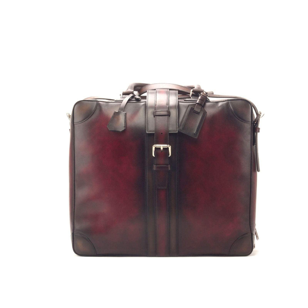 Travel Tote Bag Leather Burgundy Dark Brown 2924 3- MERRIMIUM