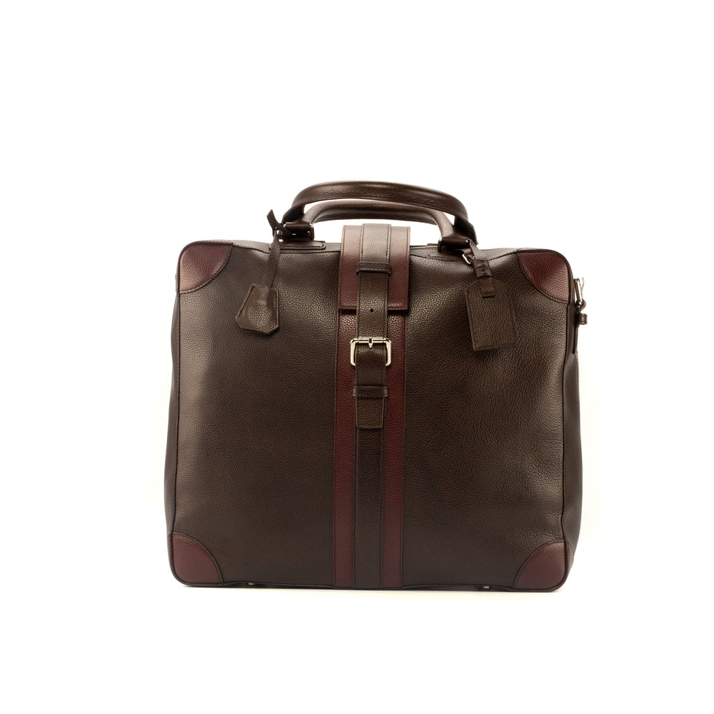 Travel Tote Bag Leather Burgundy Dark Brown 3703 2- MERRIMIUM