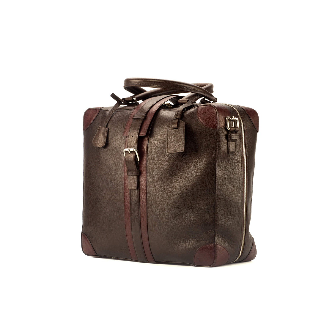 Travel Tote Bag Leather Burgundy Dark Brown 3703 3- MERRIMIUM