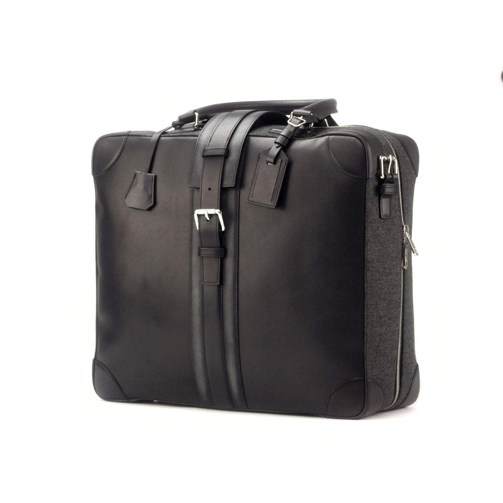 Travel Tote Bag Leather Grey Black 2938 2- MERRIMIUM