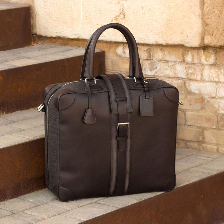 Travel Tote Bag Leather Grey Black 2938 1- MERRIMIUM--GID-2264-2938