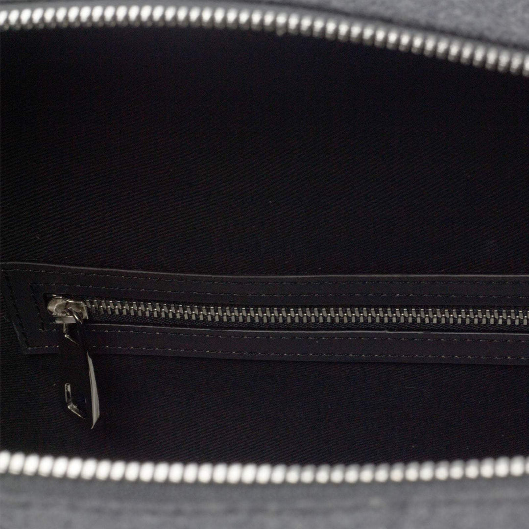 Travel Tote Bag Leather Grey Black 2938 5- MERRIMIUM