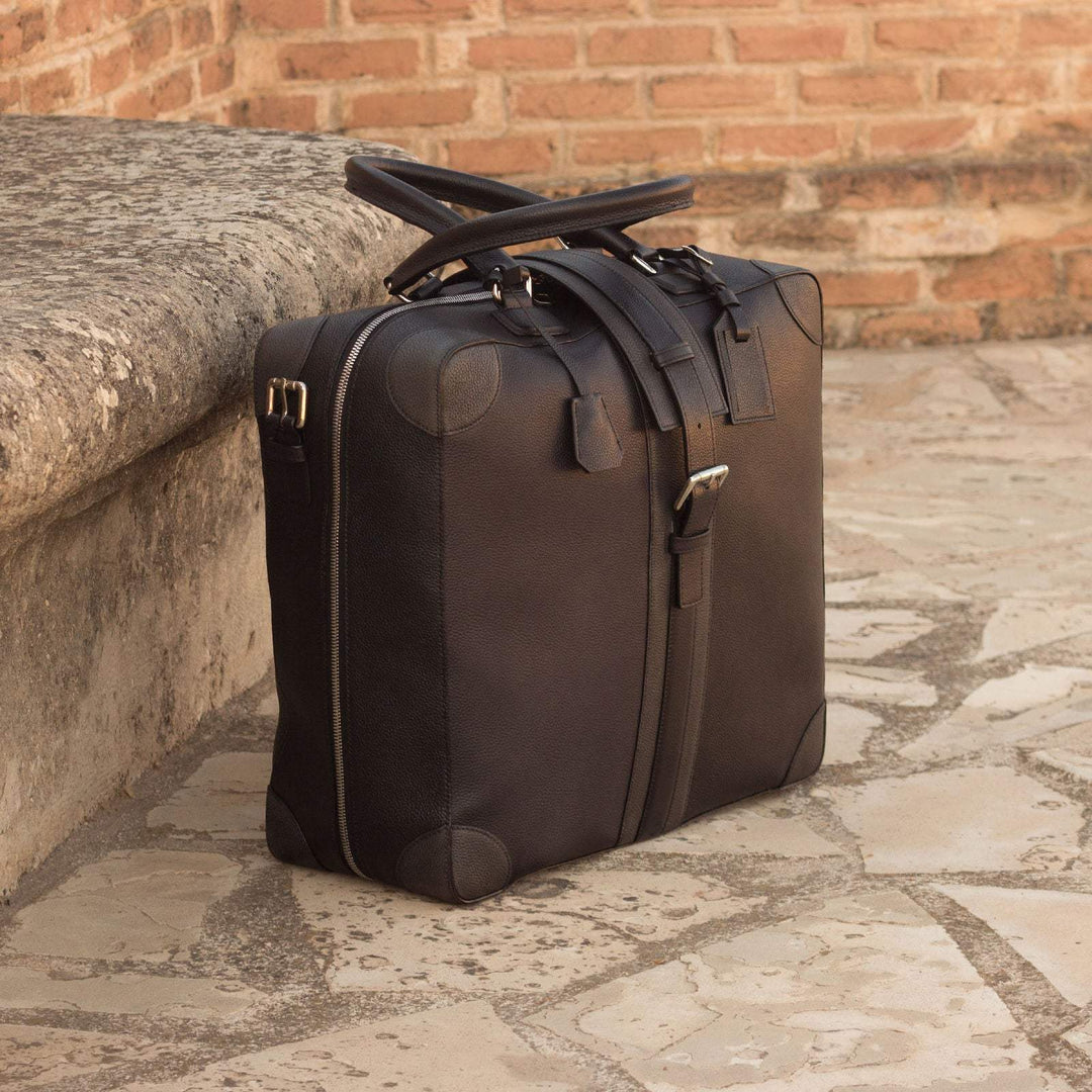 Travel Tote Bag Leather Grey Black 2944 1- MERRIMIUM--GID-1940-2944