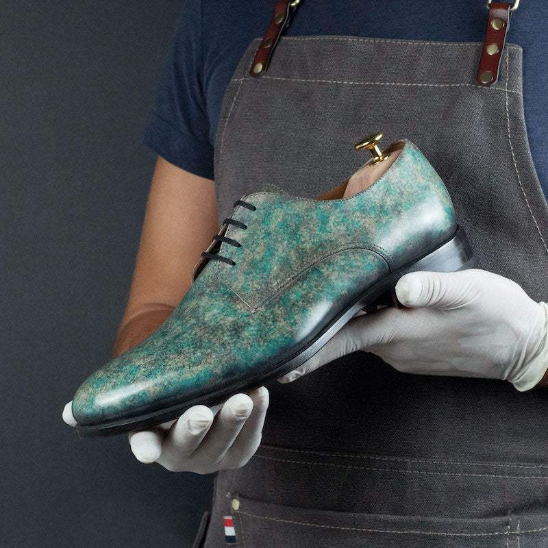 Turquoise Stone Derby Patina Shoes Limited Edition-Wholesale - MERRIMIUM