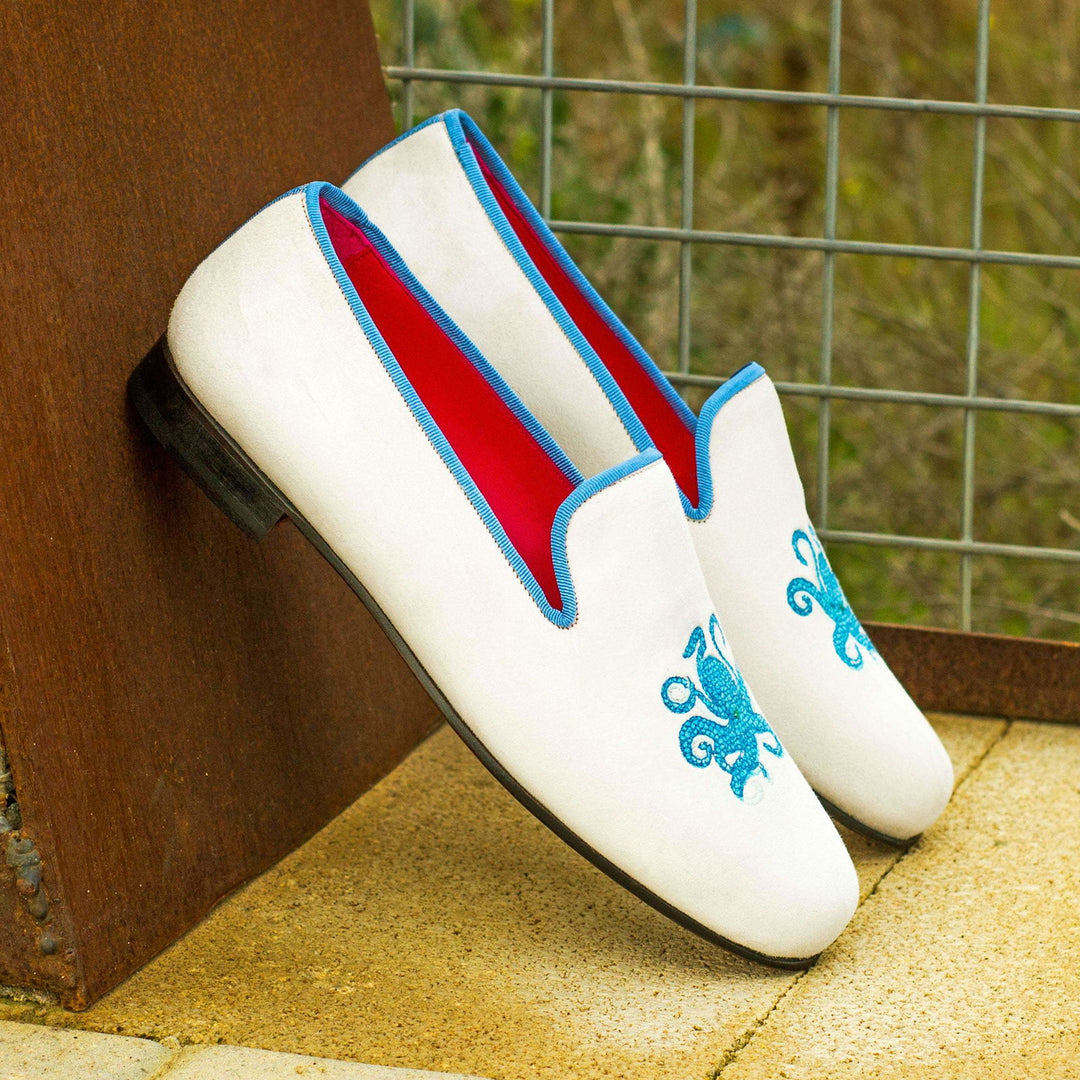 Wellington-Grossgrain, Suede, Blue, White 1-MERRIMIUM-WS