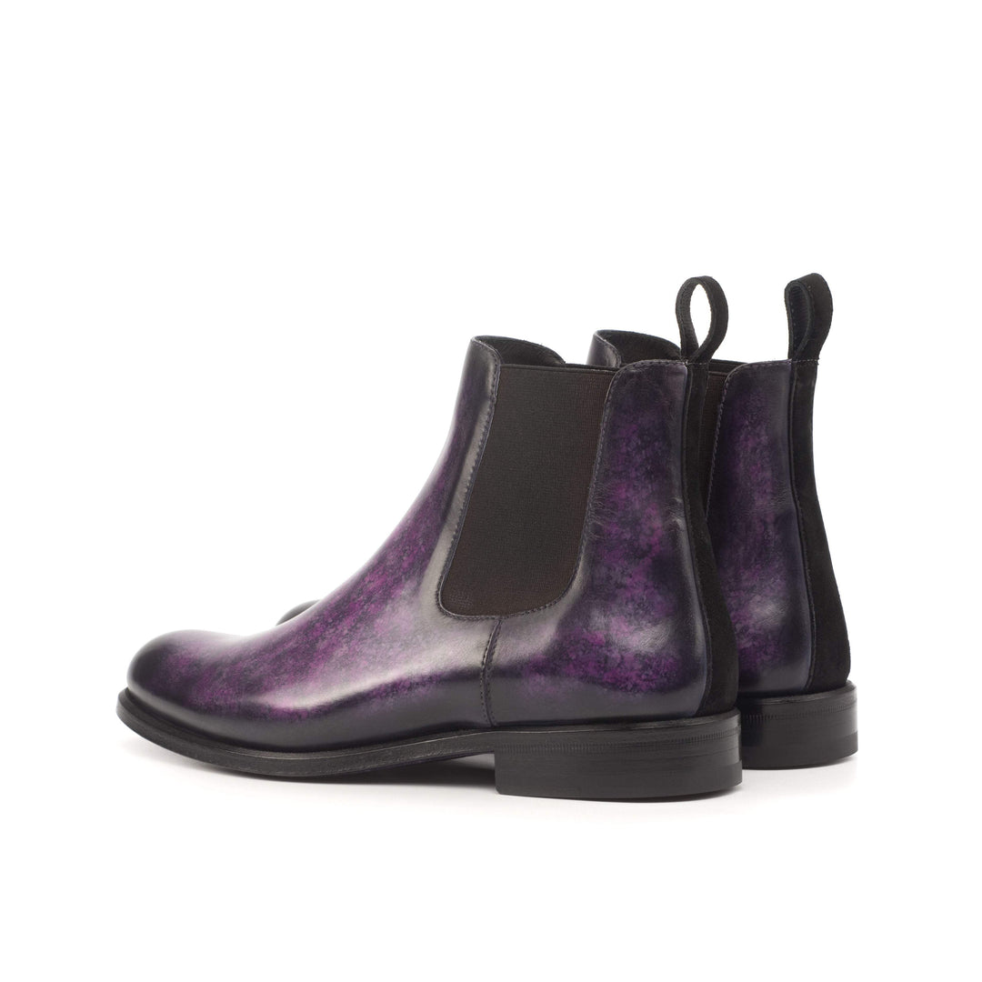 Women's Chelsea Boots Patina Leather Black Violet 4534 4- MERRIMIUM