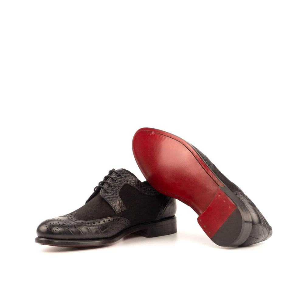 Women's Derby Wingtip Shoes Leather Black 3939 2- MERRIMIUM