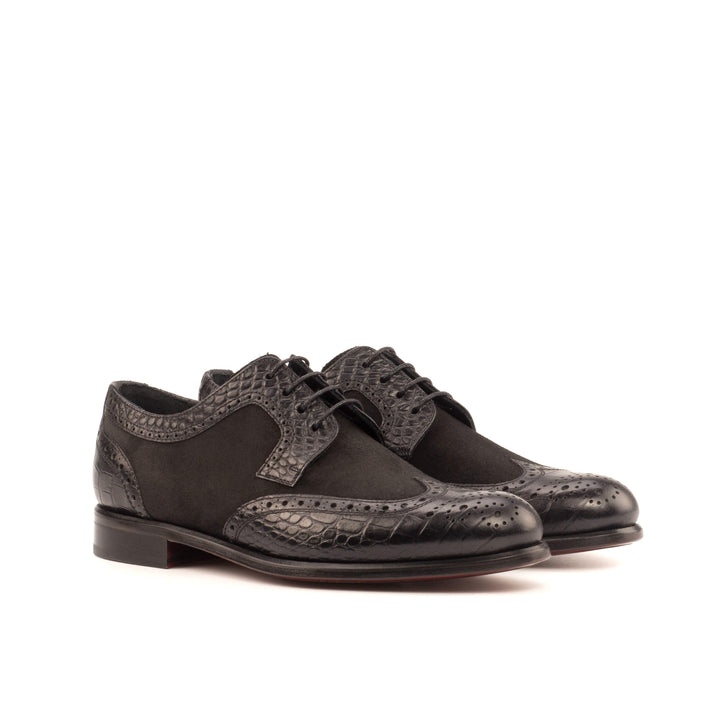 Women's Derby Wingtip Shoes Leather Black 3939 3- MERRIMIUM