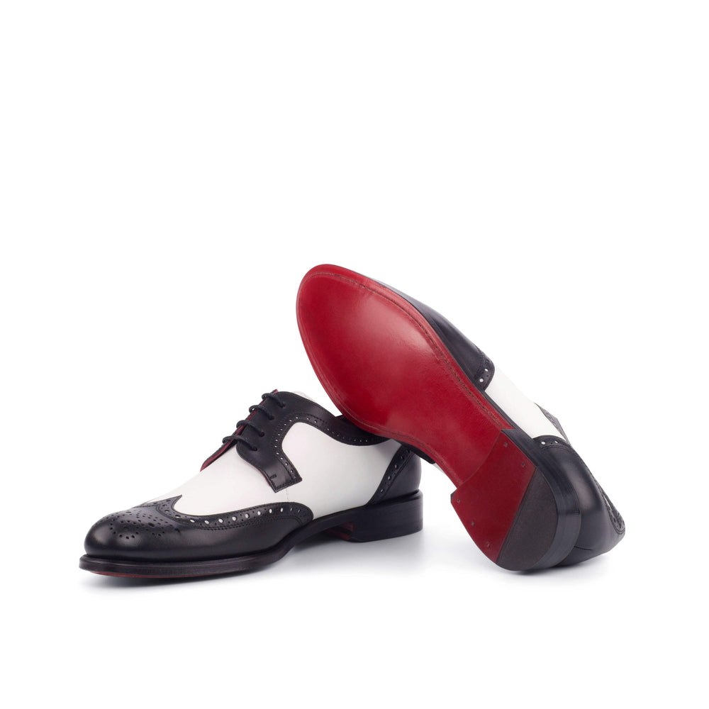 Women's Derby Wingtip Shoes Leather Black White 4193 2- MERRIMIUM