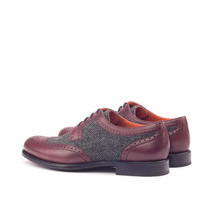 Women's Derby Wingtip Shoes Leather Grey Burgundy 3058 4- MERRIMIUM