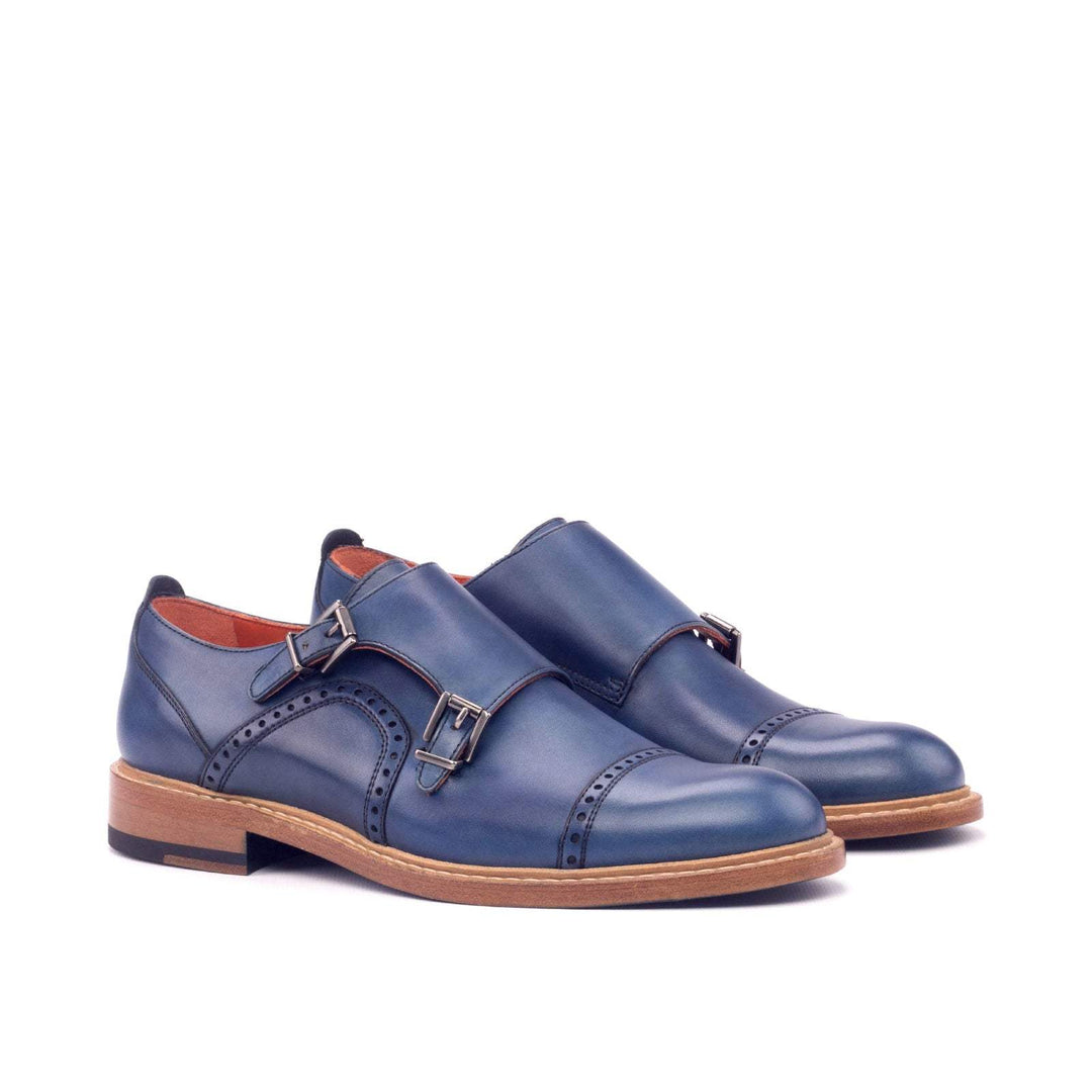 Women's Double Monk Shoes Leather Blue 3045 3- MERRIMIUM