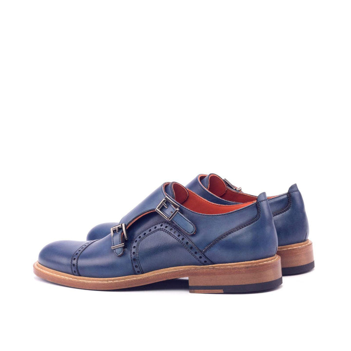 Women's Double Monk Shoes Leather Blue 3045 4- MERRIMIUM