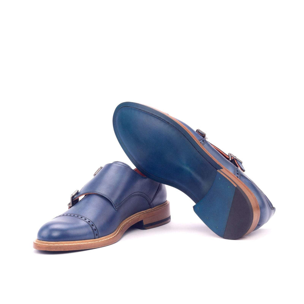 Women's Double Monk Shoes Leather Blue 3045 2- MERRIMIUM