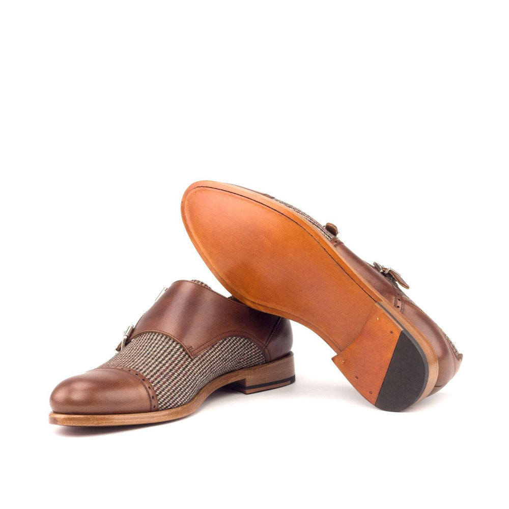 Women's Double Monk Shoes Leather Brown 3047 2- MERRIMIUM