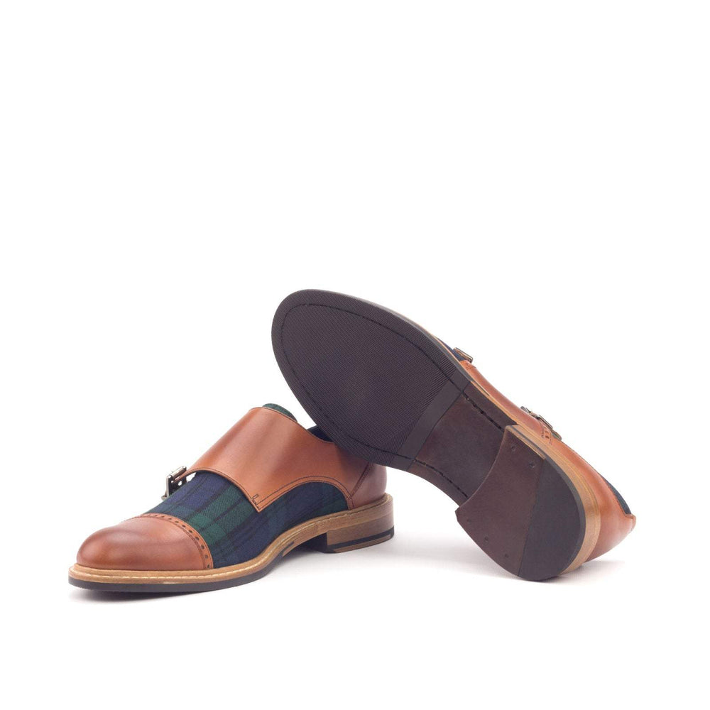 Women's Double Monk Shoes Leather Green Brown 3044 2- MERRIMIUM