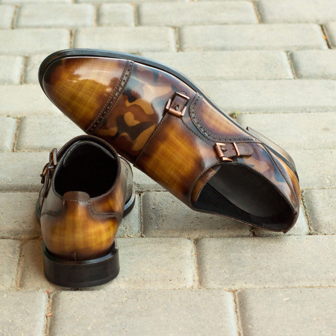 Women's Double Monk Shoes Patina Leather Brown 3912 1- MERRIMIUM--GID-2342-3912