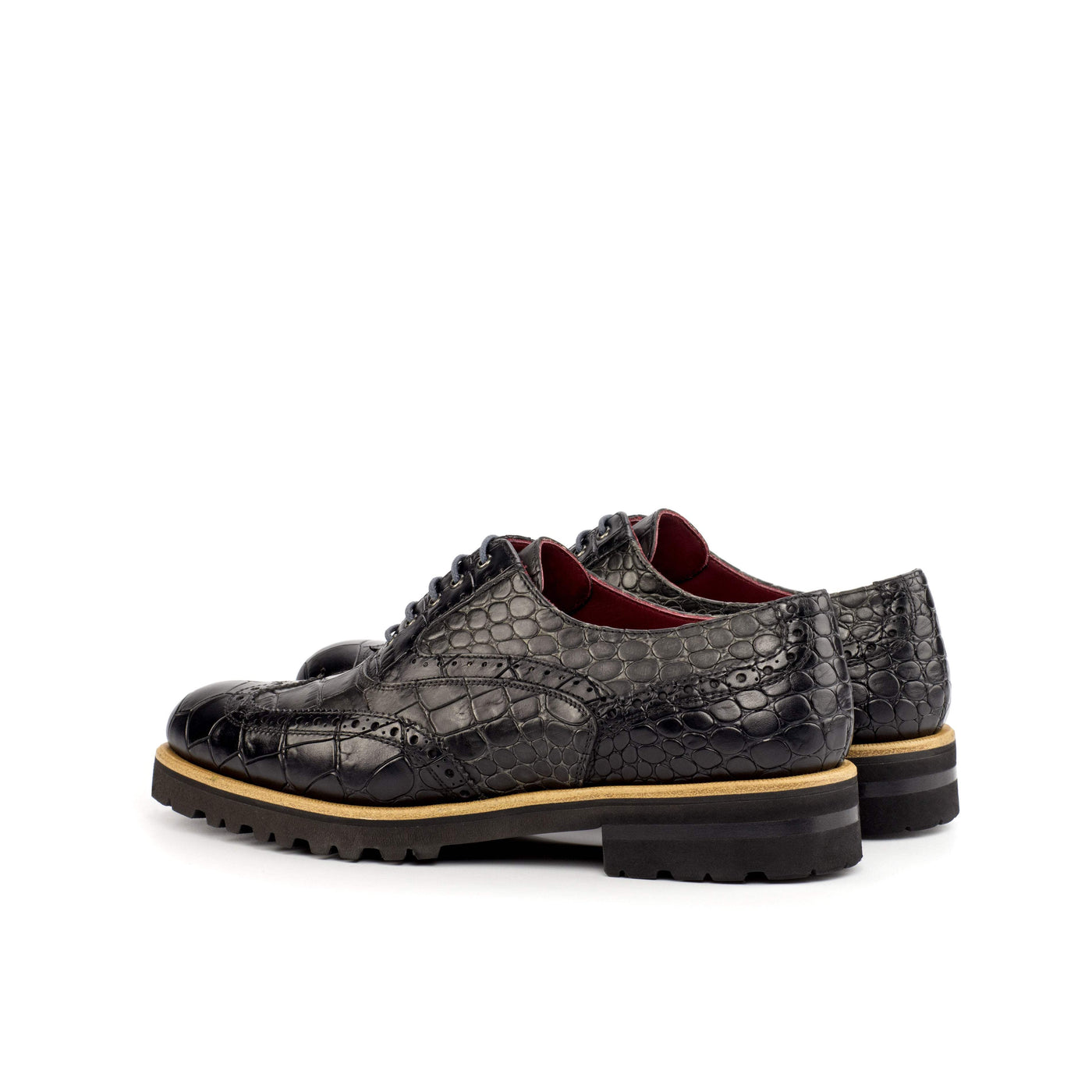 Women's Full Brogue Shoes Leather Black Grey 4477 4- MERRIMIUM