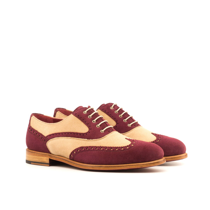 Women's Full Brogue Shoes Leather Brown Burgundy 3954 3- MERRIMIUM