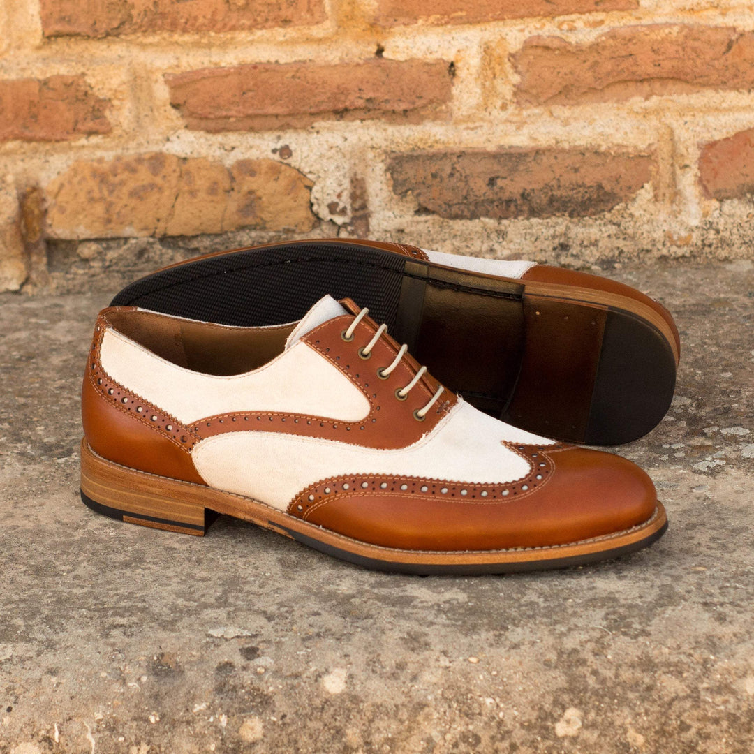 Women's Full Brogue Shoes Leather Brown White 3611 1- MERRIMIUM--GID-2344-3611