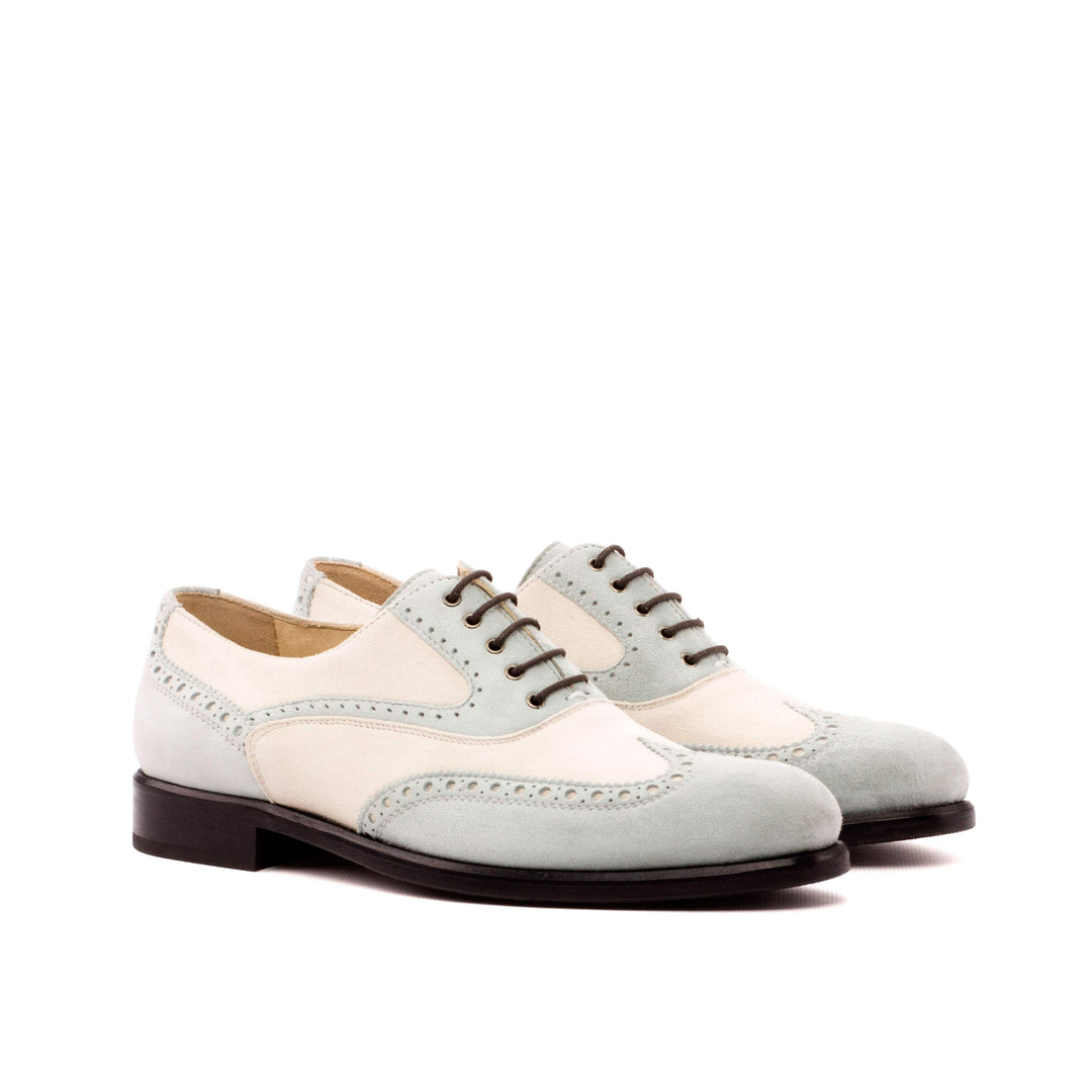 Women's Full Brogue Shoes Leather Grey White 3543 3- MERRIMIUM