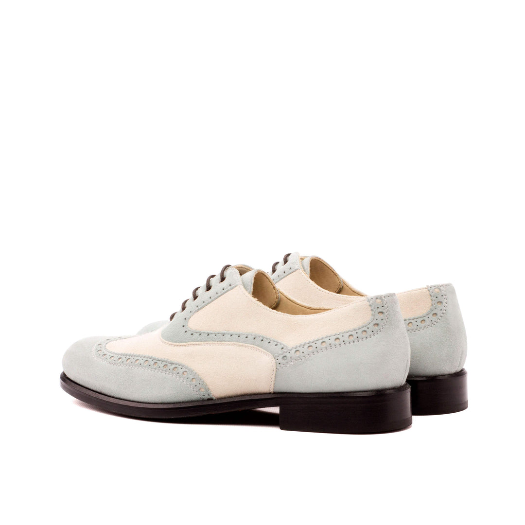 Women's Full Brogue Shoes Leather Grey White 3543 4- MERRIMIUM