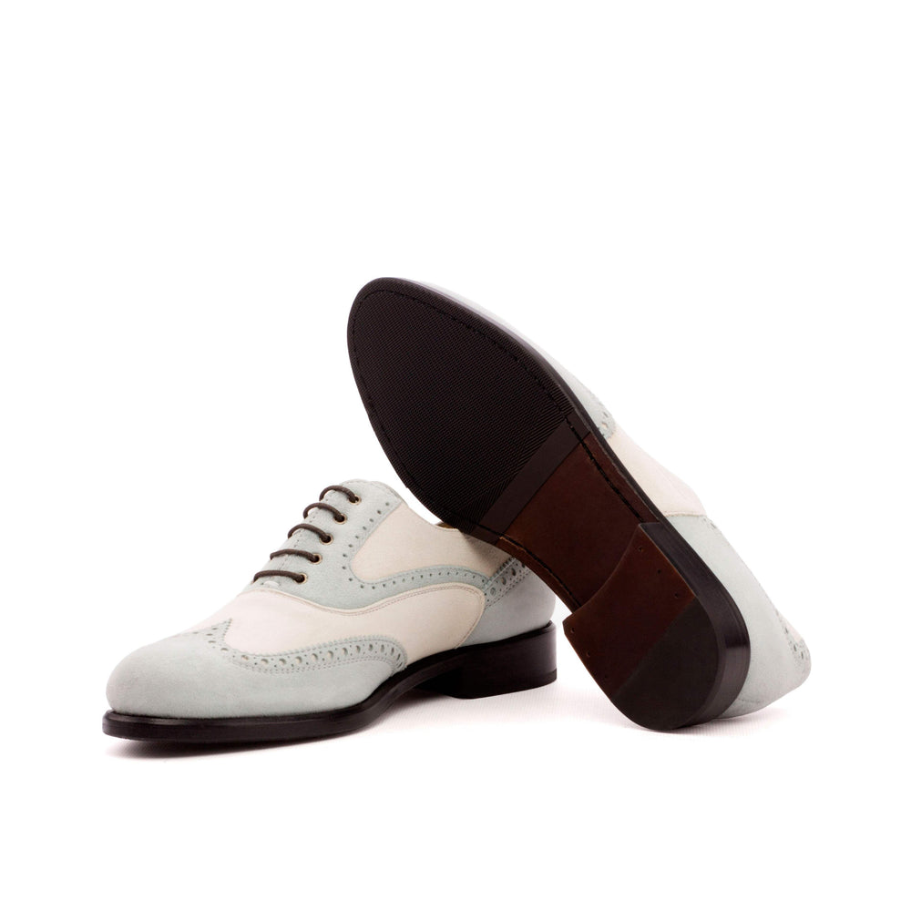 Women's Full Brogue Shoes Leather Grey White 3543 2- MERRIMIUM
