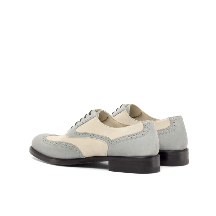Women's Full Brogue Shoes Leather Grey White 4829 4- MERRIMIUM