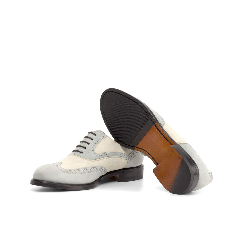 Women's Full Brogue Shoes Leather Grey White 4829 2- MERRIMIUM