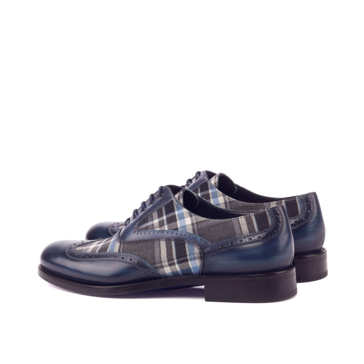 Women's Full Brogue Shoes Patina Leather Grey Blue 3207 4- MERRIMIUM