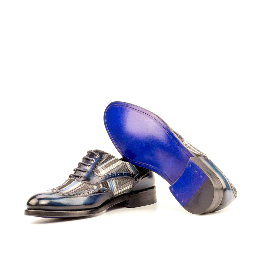 Women's Full Brogue Shoes Patina Leather Grey Blue 3962 2- MERRIMIUM