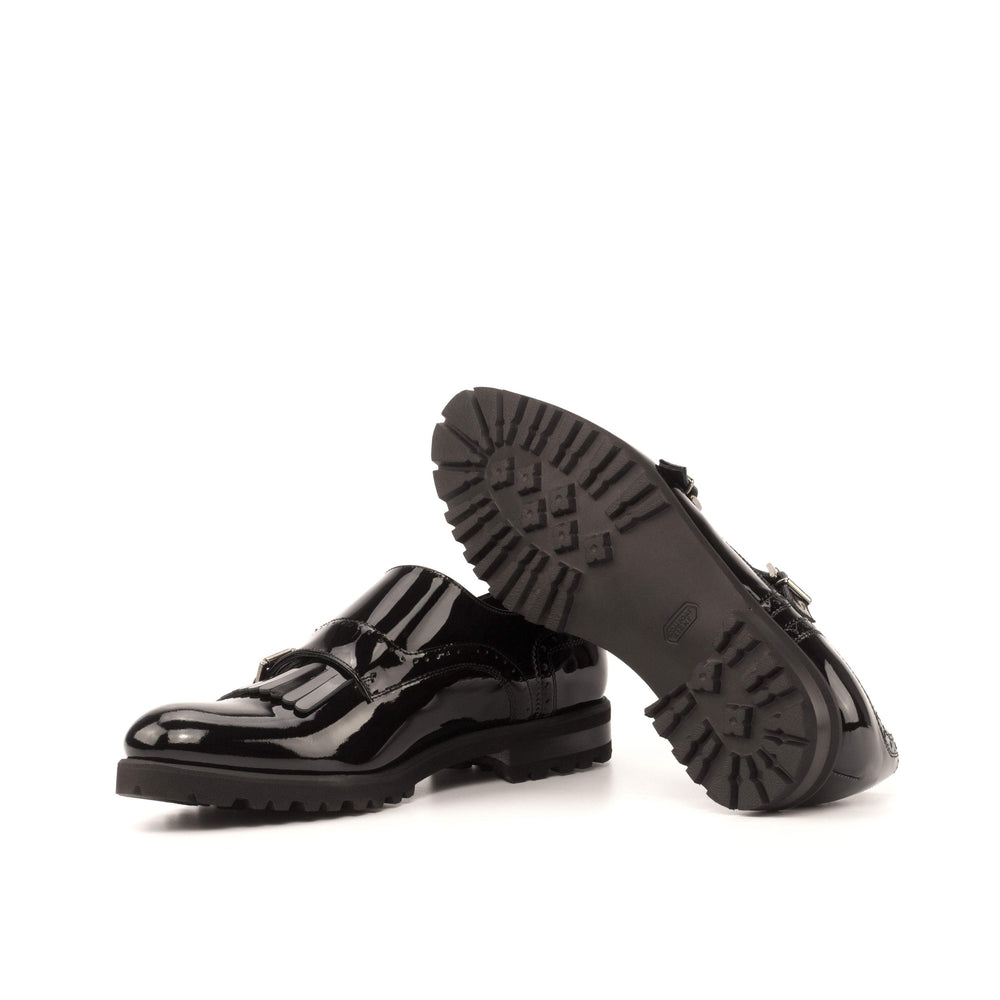 Women's Kiltie Monk Strap Shoes Leather Black 3937 2- MERRIMIUM