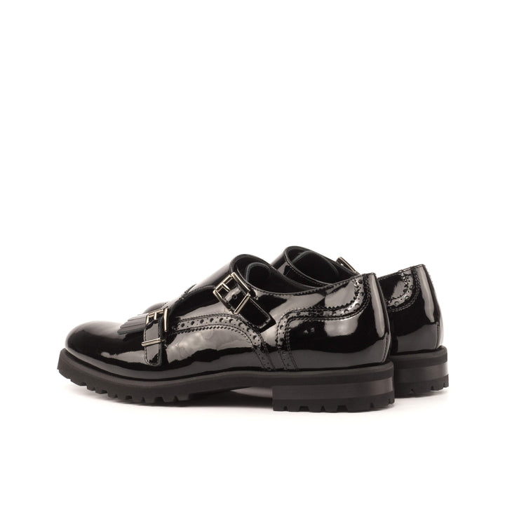 Women's Kiltie Monk Strap Shoes Leather Black 3937 4- MERRIMIUM