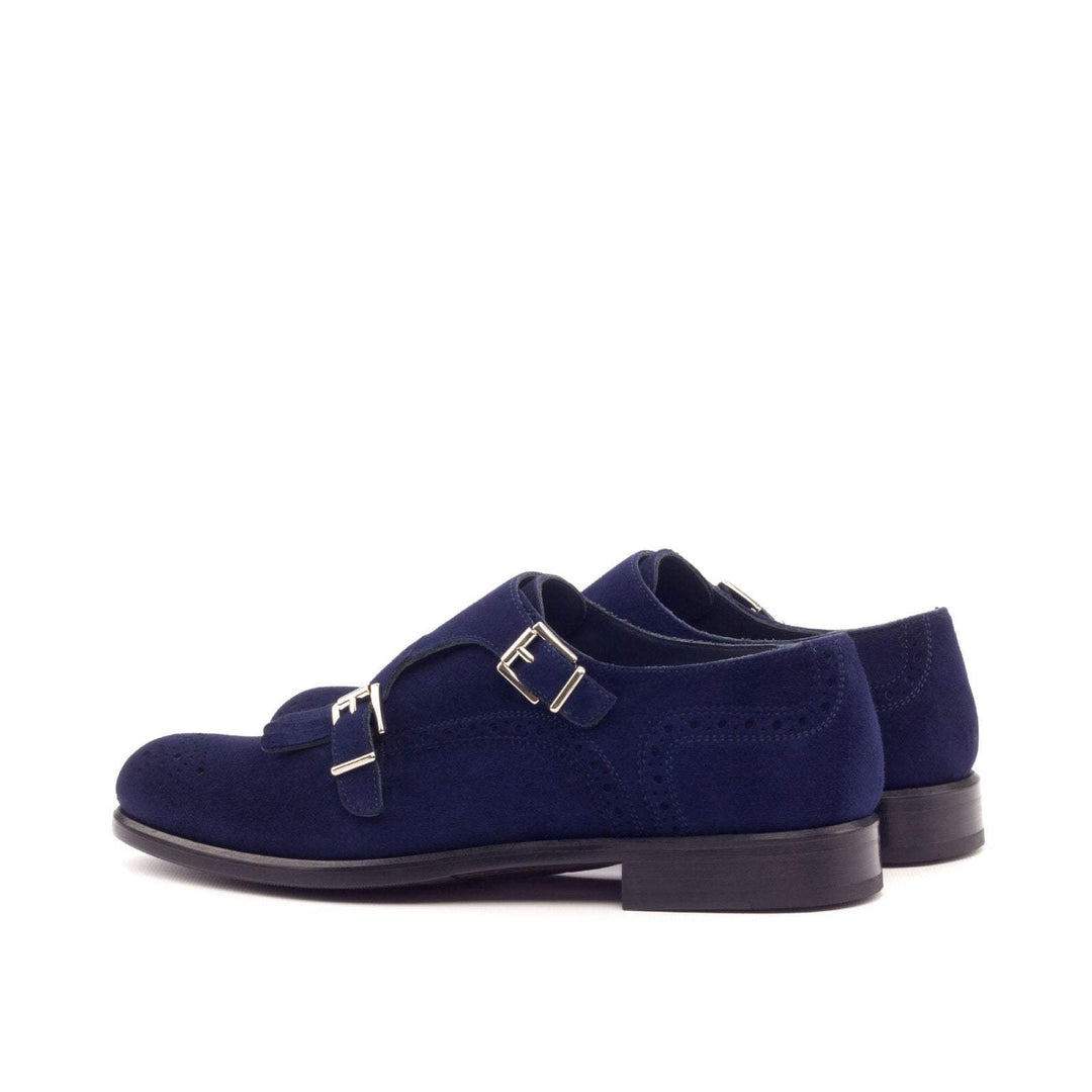 Women's Kiltie Monk Strap Shoes Leather Blue 3075 4- MERRIMIUM