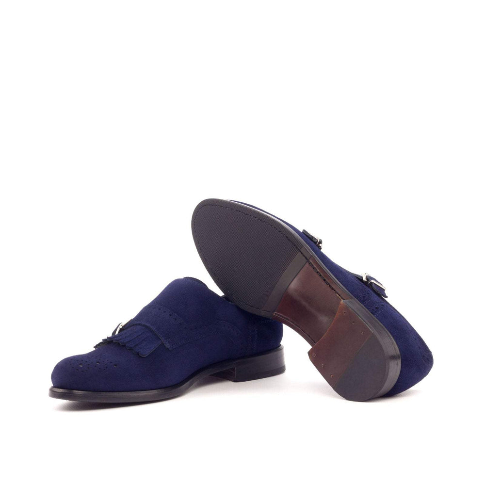Women's Kiltie Monk Strap Shoes Leather Blue 3075 2- MERRIMIUM