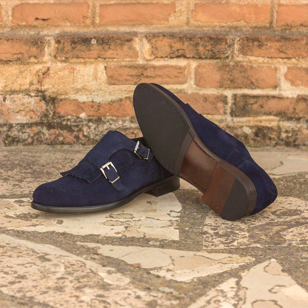 Women's Kiltie Monk Strap Shoes Leather Blue 3075 1- MERRIMIUM--GID-2369-3075