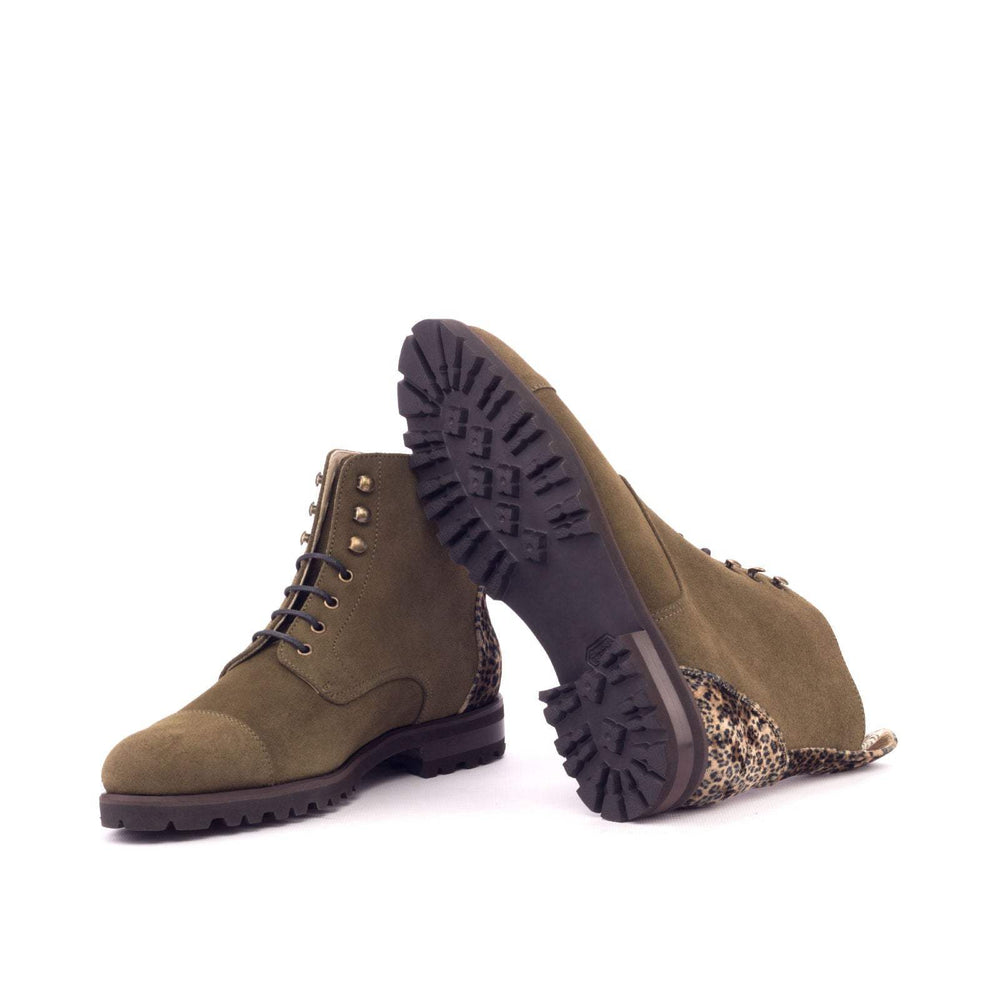 Women's Lace Up Captoe Boot Leather Brown Green 3123 2- MERRIMIUM