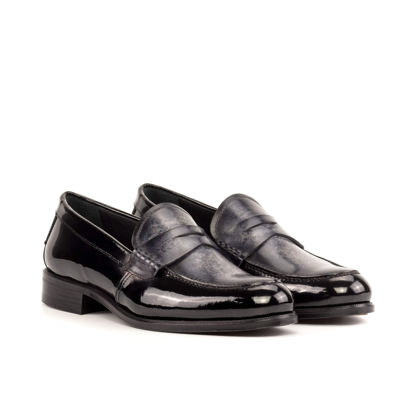 Women's Loafer  Shoes Patina Leather Black Grey 5643 3- MERRIMIUM
