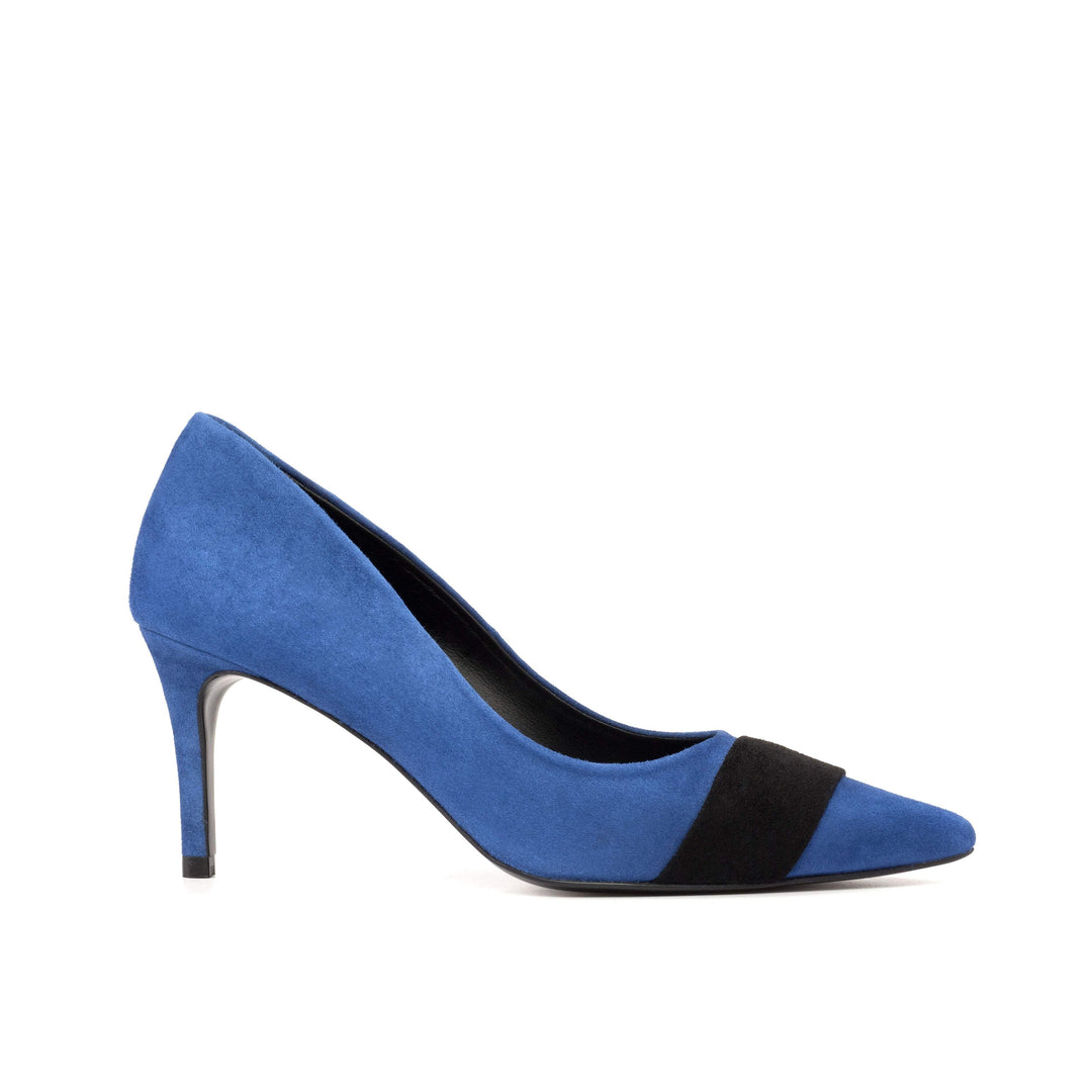Women's Milan High Heels Leather Luxury Black Deep Blue 5241 3- MERRIMIUM